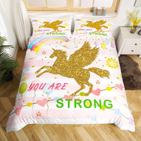 Unicorn Bedding Set Luminous 3D Cartoon Animal Pattern Bedroom Decor For Girls D545 - Lusy Store