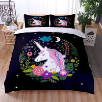 Unicorn Bedding Set Luminous 3D Cartoon Animal Pattern Bedroom Decor For Girls D545 - Lusy Store