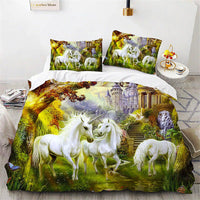 Unicorn Bedding Set Microfiber Flying Horse Comforter Cover Kids Bedroom Sets D542 - Lusy Store