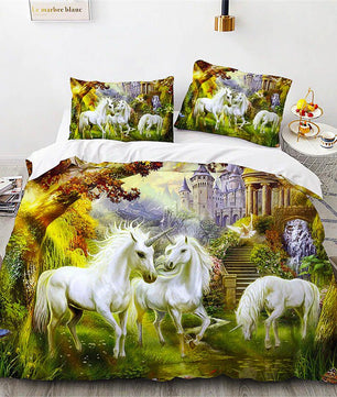 Unicorn Bedding Set Microfiber Flying Horse Comforter Cover Kids Bedroom Sets D542 - Lusy Store