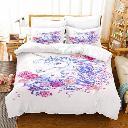 Unicorn Bedding Set Microfiber Flying Horse Comforter Cover Kids Bedroom Sets D542 - Lusy Store