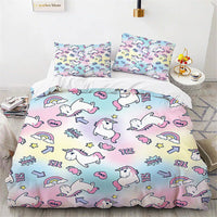 Unicorn Bedding Set Microfiber Flying Horse Comforter Cover Kids Bedroom Sets D542 - Lusy Store