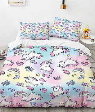 Unicorn Bedding Set Microfiber Flying Horse Comforter Cover Kids Bedroom Sets D542 - Lusy Store