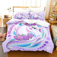 Unicorn Bedding Set Microfiber Flying Horse Comforter Cover Kids Bedroom Sets D542 - Lusy Store