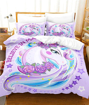 Unicorn Bedding Set Microfiber Flying Horse Comforter Cover Kids Bedroom Sets D542 - Lusy Store