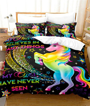 Unicorn Bedding Set Microfiber Flying Horse Comforter Cover Kids Bedroom Sets D542 - Lusy Store