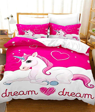 Unicorn Bedding Set Microfiber Flying Horse Comforter Cover Kids Bedroom Sets D542 - Lusy Store