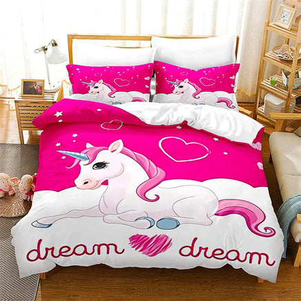 Unicorn Bedding Set Microfiber Flying Horse Comforter Cover Kids Bedroom Sets D542 - Lusy Store