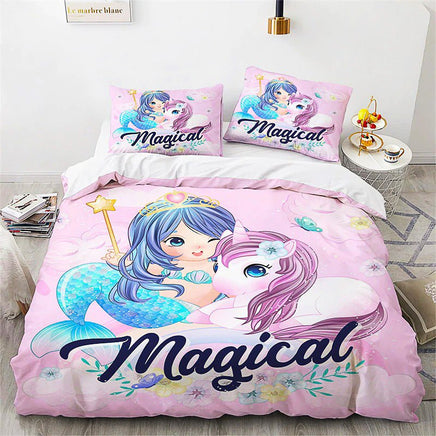 Unicorn Bedding Set Microfiber Flying Horse Comforter Cover Kids Bedroom Sets D542 - Lusy Store