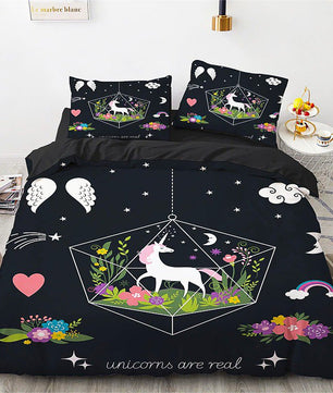 Unicorn Bedding Set Microfiber Flying Horse Comforter Cover Kids Bedroom Sets D542 - Lusy Store