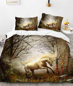 Unicorn Bedding Set Microfiber Flying Horse Comforter Cover Kids Bedroom Sets D542 - Lusy Store