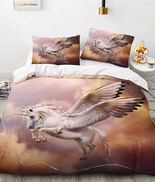 Unicorn Bedding Set Microfiber Flying Horse Comforter Cover Kids Bedroom Sets D542 - Lusy Store