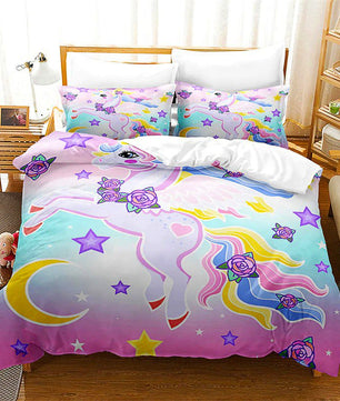 Unicorn Bedding Set Microfiber Flying Horse Comforter Cover Kids Bedroom Sets D542 - Lusy Store