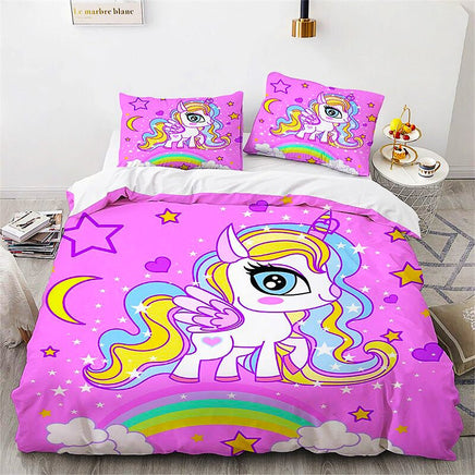 Unicorn Bedding Set Microfiber Flying Horse Comforter Cover Kids Bedroom Sets D542 - Lusy Store