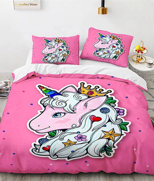 Unicorn Bedding Set Microfiber Flying Horse Comforter Cover Kids Bedroom Sets D542 - Lusy Store