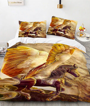 Unicorn Bedding Set Microfiber Flying Horse Comforter Cover Kids Bedroom Sets D542 - Lusy Store