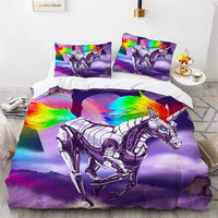 Unicorn Bedding Set Microfiber Flying Horse Comforter Cover Kids Bedroom Sets D542 - Lusy Store
