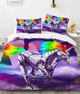 Unicorn Bedding Set Microfiber Flying Horse Comforter Cover Kids Bedroom Sets D542 - Lusy Store