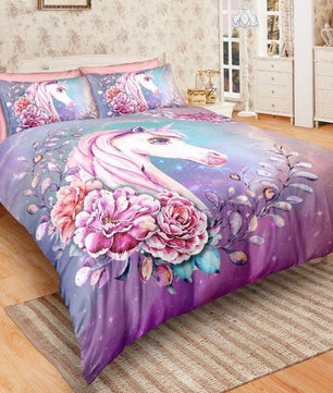 Unicorn Microfiber Pink Bedding Sets Duvet Cover Kids Bedding Sets 3D Digital Twin/Full/Queen/King Size - Lusy Store