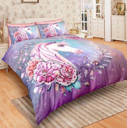 Unicorn Microfiber Pink Bedding Sets Duvet Cover Kids Bedding Sets 3D Digital Twin/Full/Queen/King Size - Lusy Store