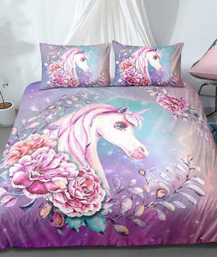Unicorn Microfiber Pink Bedding Sets Duvet Cover Kids Bedding Sets 3D Digital Twin/Full/Queen/King Size - Lusy Store