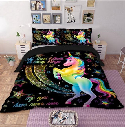 Unicorn Pattern Bedding Sets Duvet Cover Bed Linen Kids Bedding Sets Twin/Full/Queen/King Size - Lusy Store