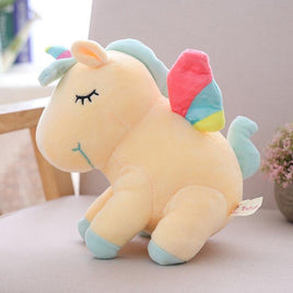 Unicorn Stuffed Lovely Plush Toy With Rainbow Wings Baby Kids Gift Yellow
