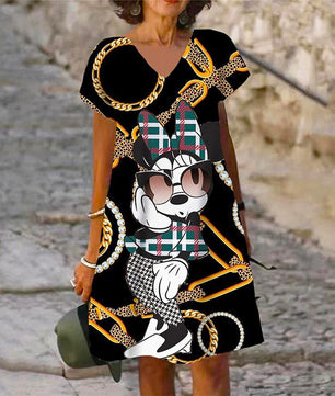 V Neck Dress Women's Beach Sundresses Cute Loose Seaside Casual D500 - Lusy Store