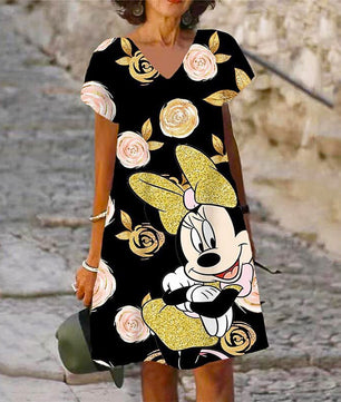 V Neck Dress Women's Beach Sundresses Cute Loose Seaside Casual D500 - Lusy Store