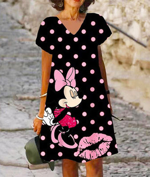 V Neck Dress Women's Beach Sundresses Cute Loose Seaside Casual D500 - Lusy Store
