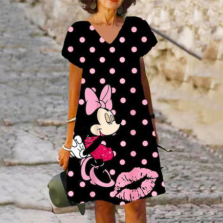 V Neck Dress Women's Beach Sundresses Cute Loose Seaside Casual D500 - Lusy Store