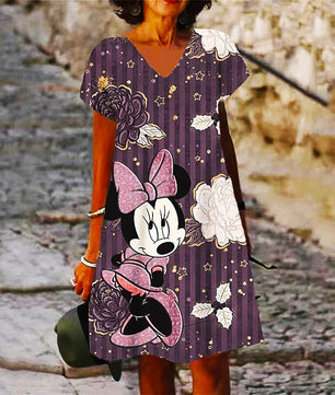 V Neck Dress Women's Beach Sundresses Cute Loose Seaside Casual D500 - Lusy Store