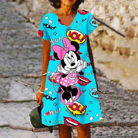 V Neck Dress Women's Beach Sundresses Cute Loose Seaside Casual D500 - Lusy Store
