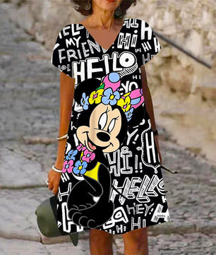 V Neck Dress Women's Beach Sundresses Cute Loose Seaside Casual D500 - Lusy Store