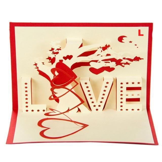 Valentines Day Gift Love in the Hand 3D Pop up Greeting Card Postcard Matching Envelope Handmade Birthday Cards - Lusy Store