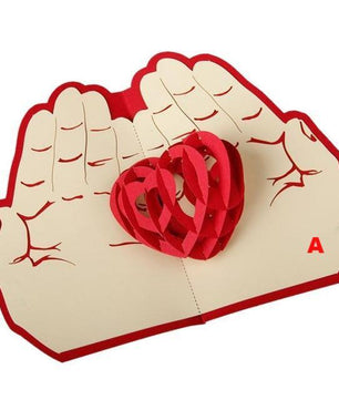 Valentines Day Gift Love in the Hand 3D Pop up Greeting Card Postcard Matching Envelope Handmade Birthday Cards - Lusy Store