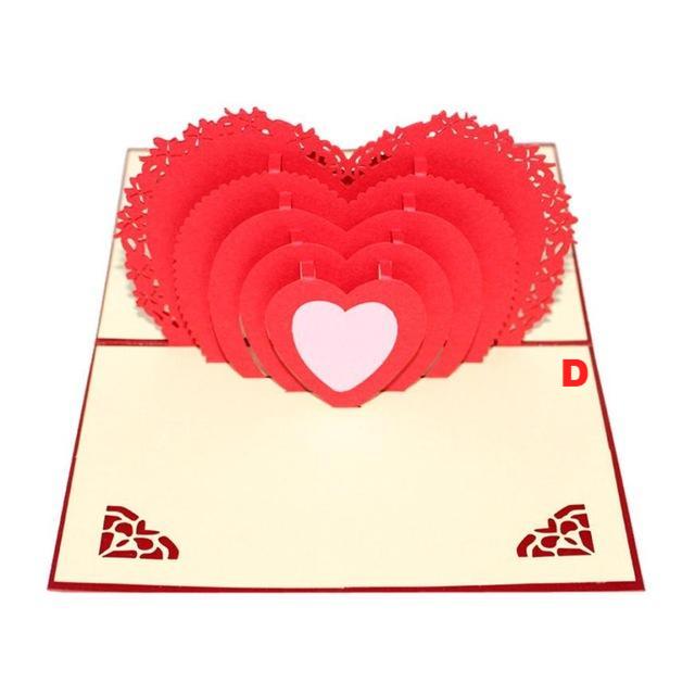 Valentines Day Gift Love in the Hand 3D Pop up Greeting Card Postcard Matching Envelope Handmade Birthday Cards - Lusy Store