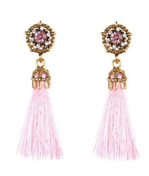 Vintage Court Style Baroque Crystal Hollow Short Tassel Earring - Lusy Store