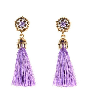 Vintage Court Style Baroque Crystal Hollow Short Tassel Earring - Lusy Store