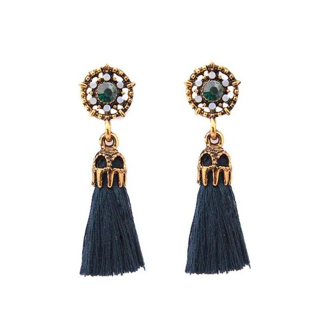 Vintage Court Style Baroque Crystal Hollow Short Tassel Earring - Lusy Store