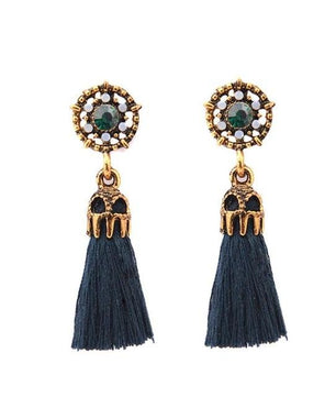 Vintage Court Style Baroque Crystal Hollow Short Tassel Earring - Lusy Store