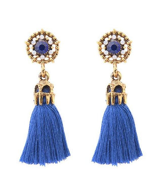 Vintage Court Style Baroque Crystal Hollow Short Tassel Earring - Lusy Store