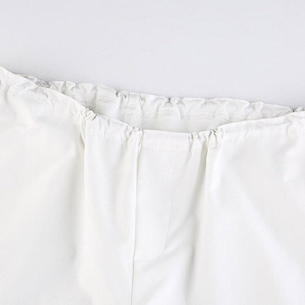 White Palazzo Pants Casual Wide Leg Cargo Pants Fashion Palazzo Pants For Women D369 - Lusy Store