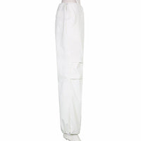White Palazzo Pants Casual Wide Leg Cargo Pants Fashion Palazzo Pants For Women D369 - Lusy Store