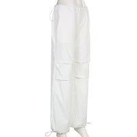 White Palazzo Pants Casual Wide Leg Cargo Pants Fashion Palazzo Pants For Women D369 - Lusy Store