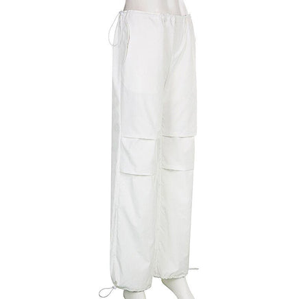 White Palazzo Pants Casual Wide Leg Cargo Pants Fashion Palazzo Pants For Women D369 - Lusy Store