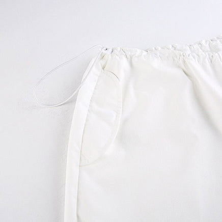 White Palazzo Pants Casual Wide Leg Cargo Pants Fashion Palazzo Pants For Women D369 - Lusy Store