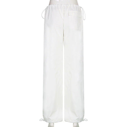 White Palazzo Pants Casual Wide Leg Cargo Pants Fashion Palazzo Pants For Women D369 - Lusy Store