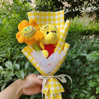 Winnie the pooh flower bouquet cute piglet with soap flowers creative gift - Lusy Store LLC