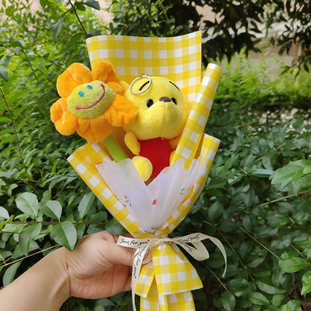 Winnie the pooh flower bouquet cute piglet with soap flowers creative gift - Lusy Store LLC